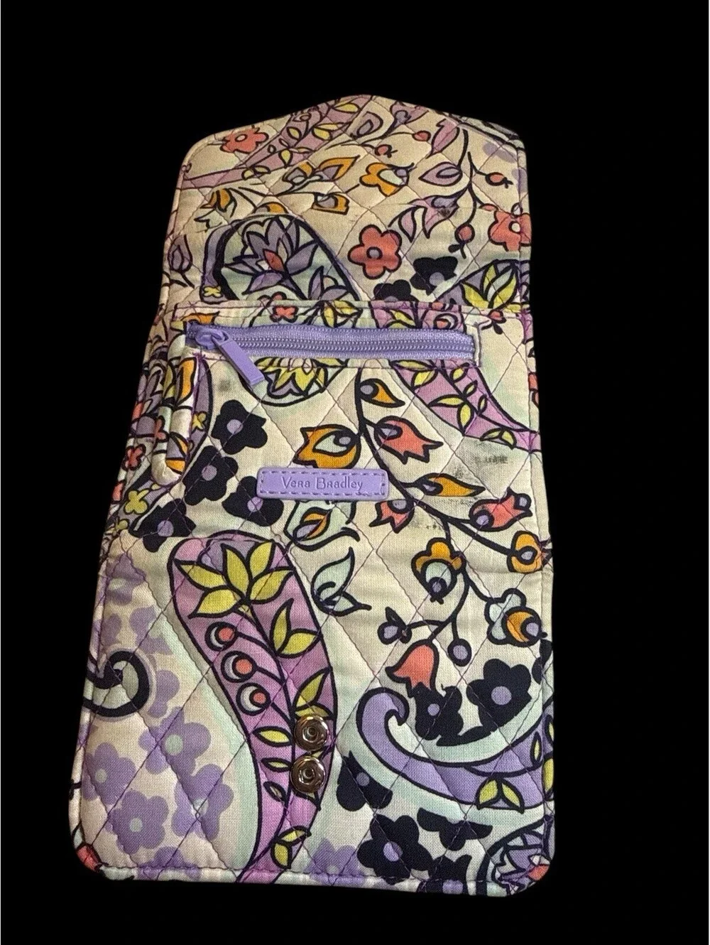 Vera Bradley Riley Compact Wallet RFID Quilted Cotton Pastel Paisley Floral 5.25